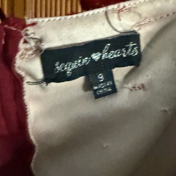 Sequin Hearts Red Lace Two-Piece Off-Shoulder Prom Dress - Picture 6 of 6